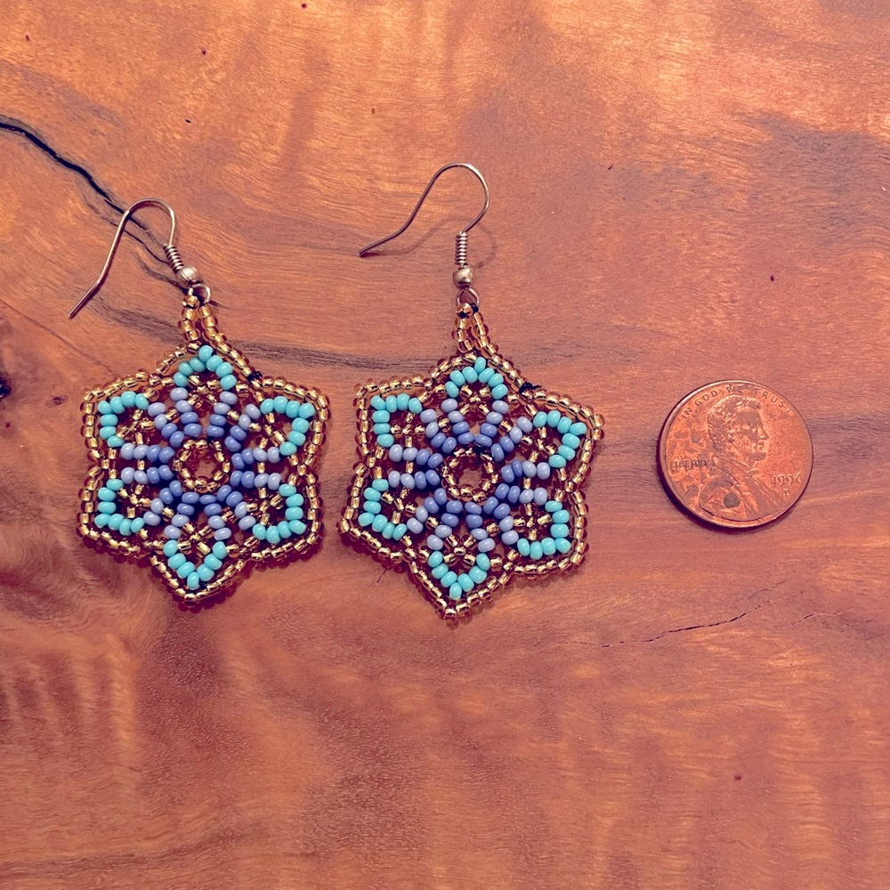 Indigenous handmade beaded earrings from Colombia. Brand new.